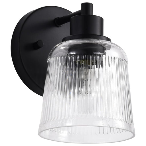 SATCO/NUVO Grayson 1 Light Vanity Matte Black Finish Clear Ribbed Glass (60-8601)