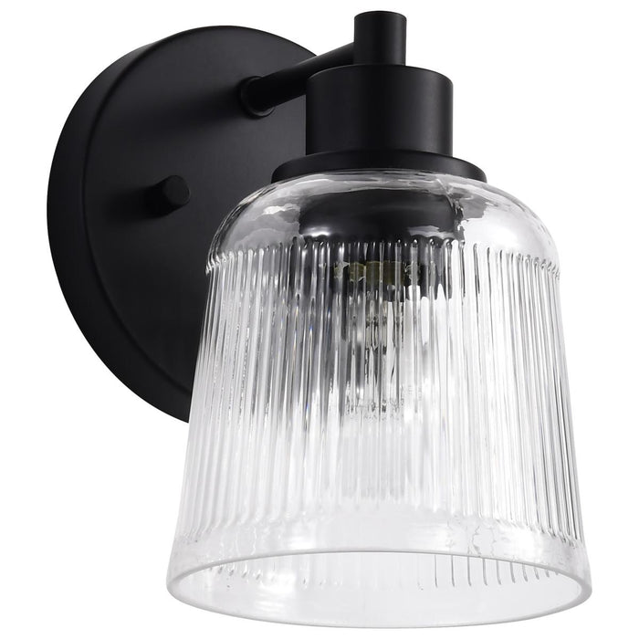 SATCO/NUVO Grayson 1 Light Vanity Matte Black Finish Clear Ribbed Glass (60-8601)