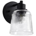 SATCO/NUVO Grayson 1 Light Vanity Matte Black Finish Clear Ribbed Glass (60-8601)