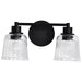SATCO/NUVO Grayson 2 Light Vanity Matte Black Finish Clear Ribbed Glass (60-8602)