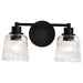 SATCO/NUVO Grayson 2 Light Vanity Matte Black Finish Clear Ribbed Glass (60-8602)