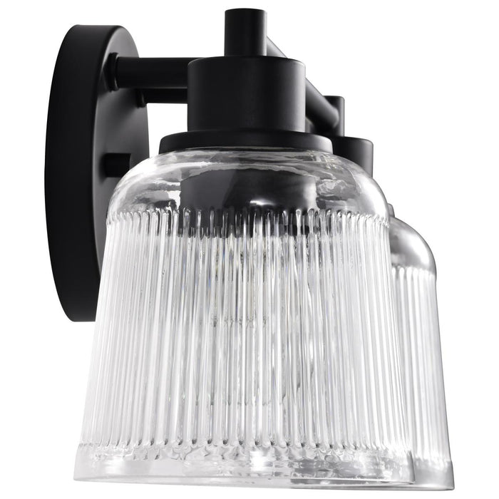 SATCO/NUVO Grayson 2 Light Vanity Matte Black Finish Clear Ribbed Glass (60-8602)