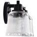 SATCO/NUVO Grayson 2 Light Vanity Matte Black Finish Clear Ribbed Glass (60-8602)