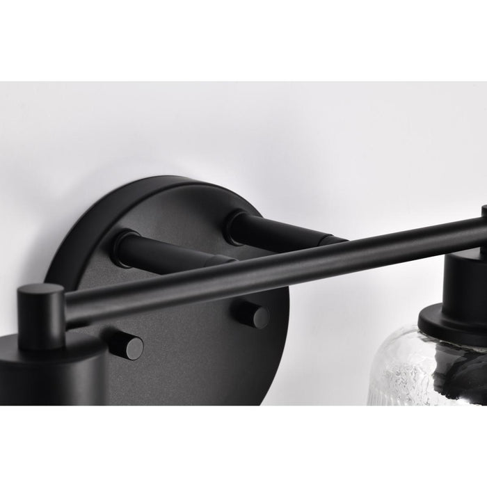 SATCO/NUVO Grayson 2 Light Vanity Matte Black Finish Clear Ribbed Glass (60-8602)