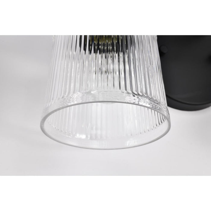 SATCO/NUVO Grayson 2 Light Vanity Matte Black Finish Clear Ribbed Glass (60-8602)