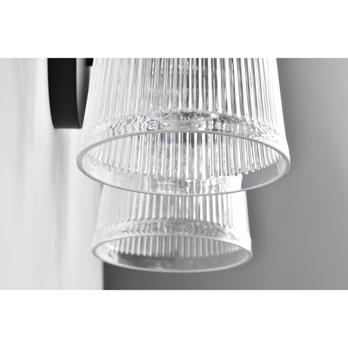 SATCO/NUVO Grayson 2 Light Vanity Matte Black Finish Clear Ribbed Glass (60-8602)