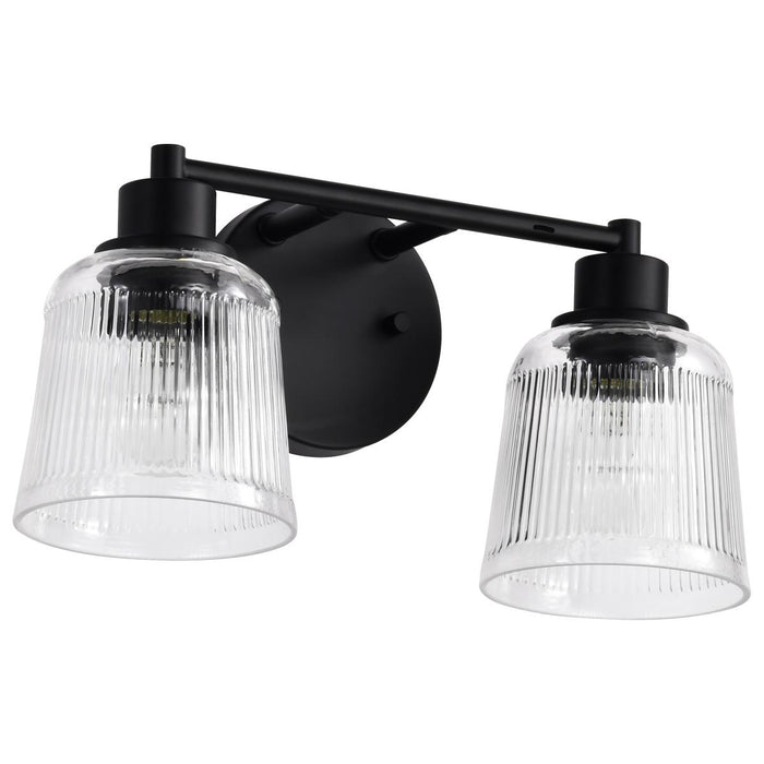 SATCO/NUVO Grayson 2 Light Vanity Matte Black Finish Clear Ribbed Glass (60-8602)