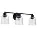 SATCO/NUVO Grayson 3 Light Vanity Matte Black Finish Clear Ribbed Glass (60-8603)