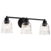 SATCO/NUVO Grayson 3 Light Vanity Matte Black Finish Clear Ribbed Glass (60-8603)