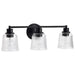 SATCO/NUVO Grayson 3 Light Vanity Matte Black Finish Clear Ribbed Glass (60-8603)