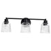 SATCO/NUVO Grayson 3 Light Vanity Matte Black Finish Clear Ribbed Glass (60-8603)