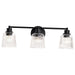 SATCO/NUVO Grayson 3 Light Vanity Matte Black Finish Clear Ribbed Glass (60-8603)