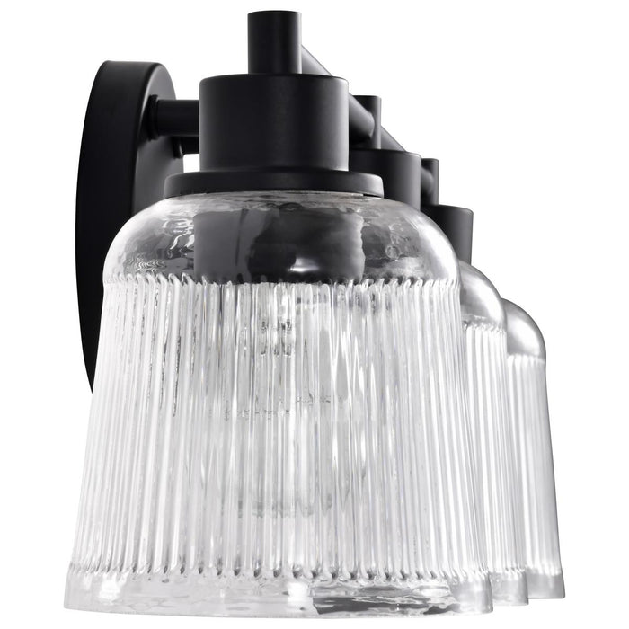 SATCO/NUVO Grayson 3 Light Vanity Matte Black Finish Clear Ribbed Glass (60-8603)