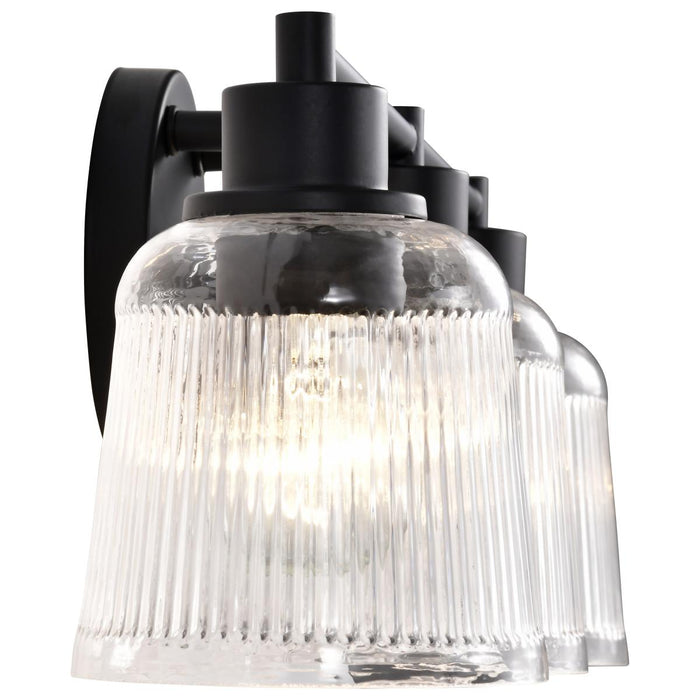 SATCO/NUVO Grayson 3 Light Vanity Matte Black Finish Clear Ribbed Glass (60-8603)