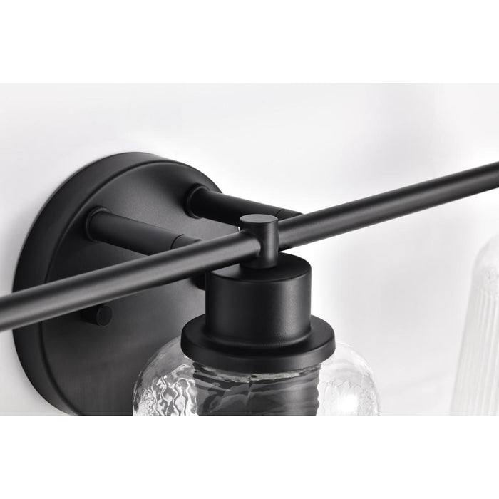 SATCO/NUVO Grayson 3 Light Vanity Matte Black Finish Clear Ribbed Glass (60-8603)