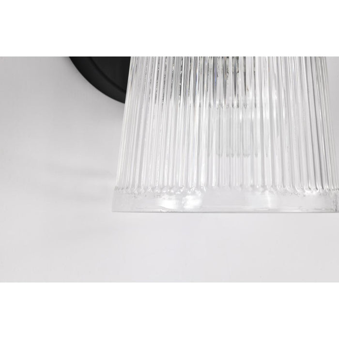 SATCO/NUVO Grayson 3 Light Vanity Matte Black Finish Clear Ribbed Glass (60-8603)