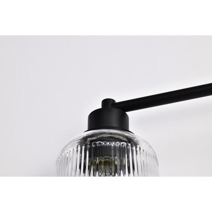 SATCO/NUVO Grayson 3 Light Vanity Matte Black Finish Clear Ribbed Glass (60-8603)