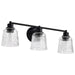 SATCO/NUVO Grayson 3 Light Vanity Matte Black Finish Clear Ribbed Glass (60-8603)