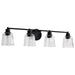 SATCO/NUVO Grayson 4 Light Vanity Matte Black Finish Clear Ribbed Glass (60-8604)