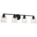 SATCO/NUVO Grayson 4 Light Vanity Matte Black Finish Clear Ribbed Glass (60-8604)