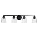 SATCO/NUVO Grayson 4 Light Vanity Matte Black Finish Clear Ribbed Glass (60-8604)