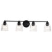SATCO/NUVO Grayson 4 Light Vanity Matte Black Finish Clear Ribbed Glass (60-8604)
