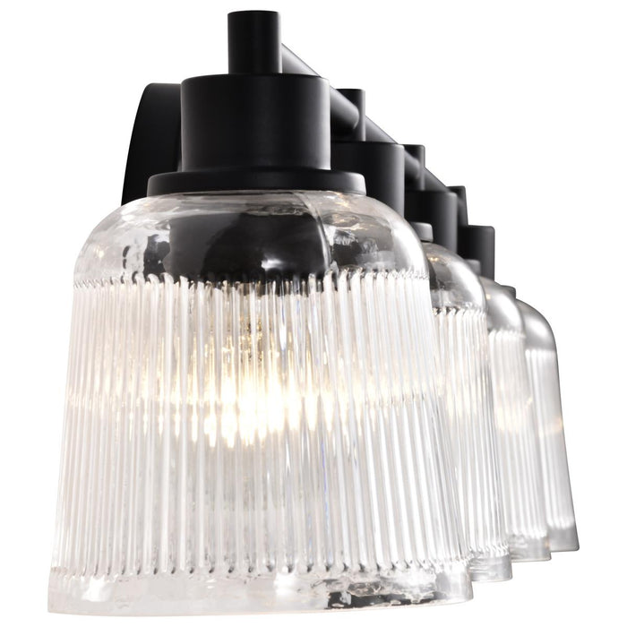 SATCO/NUVO Grayson 4 Light Vanity Matte Black Finish Clear Ribbed Glass (60-8604)
