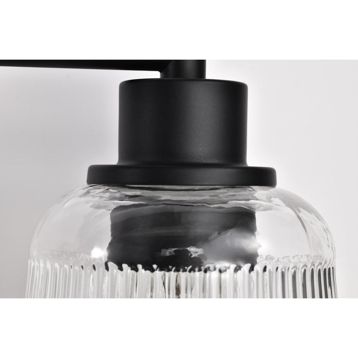 SATCO/NUVO Grayson 4 Light Vanity Matte Black Finish Clear Ribbed Glass (60-8604)