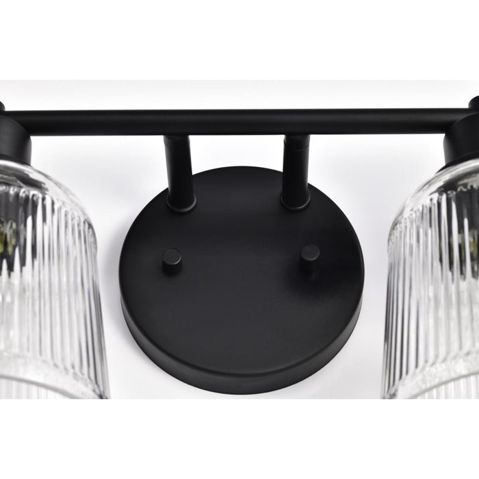 SATCO/NUVO Grayson 4 Light Vanity Matte Black Finish Clear Ribbed Glass (60-8604)