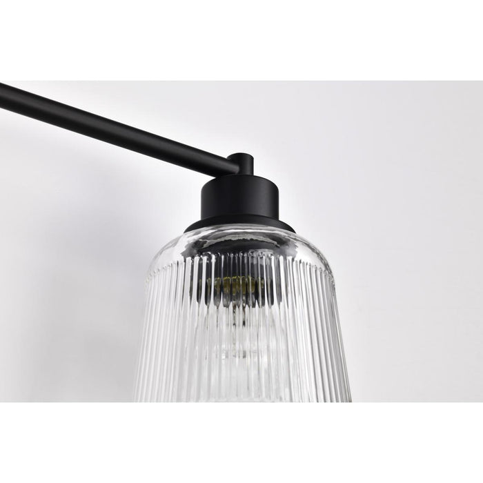 SATCO/NUVO Grayson 4 Light Vanity Matte Black Finish Clear Ribbed Glass (60-8604)