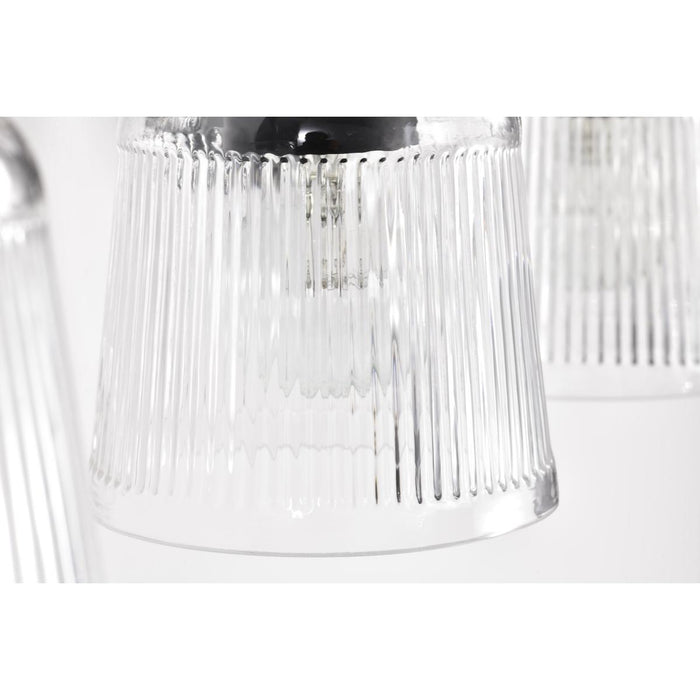 SATCO/NUVO Grayson 4 Light Vanity Matte Black Finish Clear Ribbed Glass (60-8604)