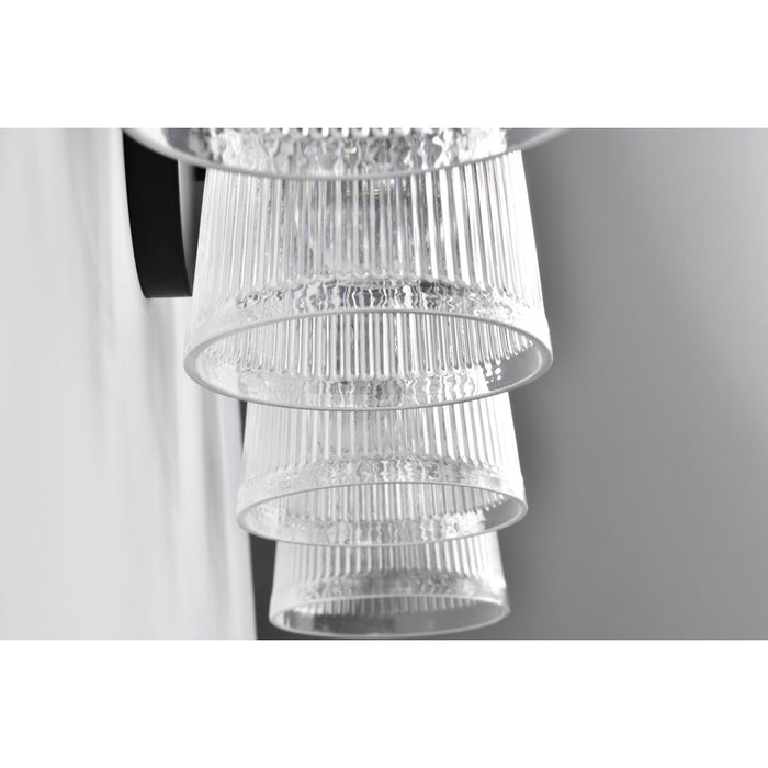 SATCO/NUVO Grayson 4 Light Vanity Matte Black Finish Clear Ribbed Glass (60-8604)