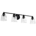 SATCO/NUVO Grayson 4 Light Vanity Matte Black Finish Clear Ribbed Glass (60-8604)