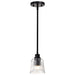 SATCO/NUVO Grayson 1 Light Mini Pendant Matte Black Finish Clear Ribbed Glass (60-8605)