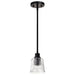 SATCO/NUVO Grayson 1 Light Mini Pendant Matte Black Finish Clear Ribbed Glass (60-8605)
