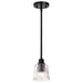SATCO/NUVO Grayson 1 Light Mini Pendant Matte Black Finish Clear Ribbed Glass (60-8605)
