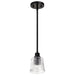 SATCO/NUVO Grayson 1 Light Mini Pendant Matte Black Finish Clear Ribbed Glass (60-8605)