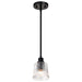 SATCO/NUVO Grayson 1 Light Mini Pendant Matte Black Finish Clear Ribbed Glass (60-8605)