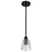 SATCO/NUVO Grayson 1 Light Mini Pendant Matte Black Finish Clear Ribbed Glass (60-8605)