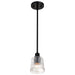 SATCO/NUVO Grayson 1 Light Mini Pendant Matte Black Finish Clear Ribbed Glass (60-8605)