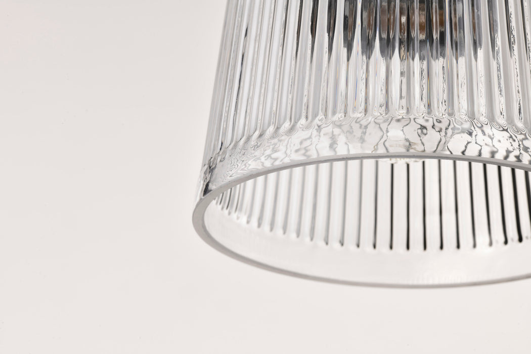 SATCO/NUVO Grayson 1 Light Mini Pendant Matte Black Finish Clear Ribbed Glass (60-8605)