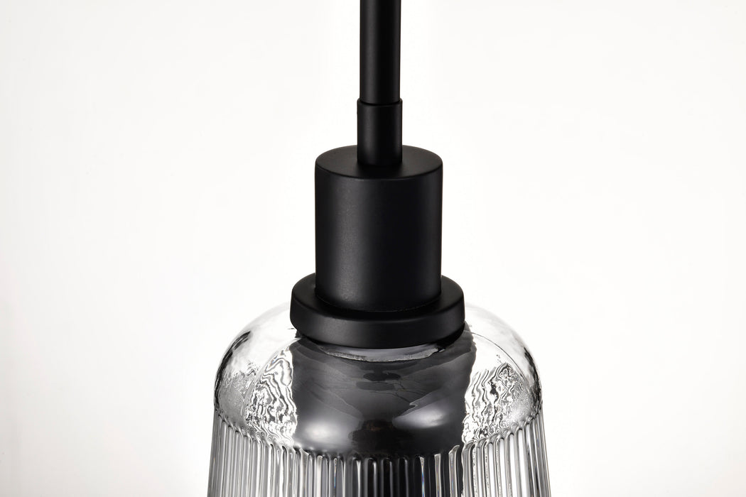 SATCO/NUVO Grayson 1 Light Mini Pendant Matte Black Finish Clear Ribbed Glass (60-8605)