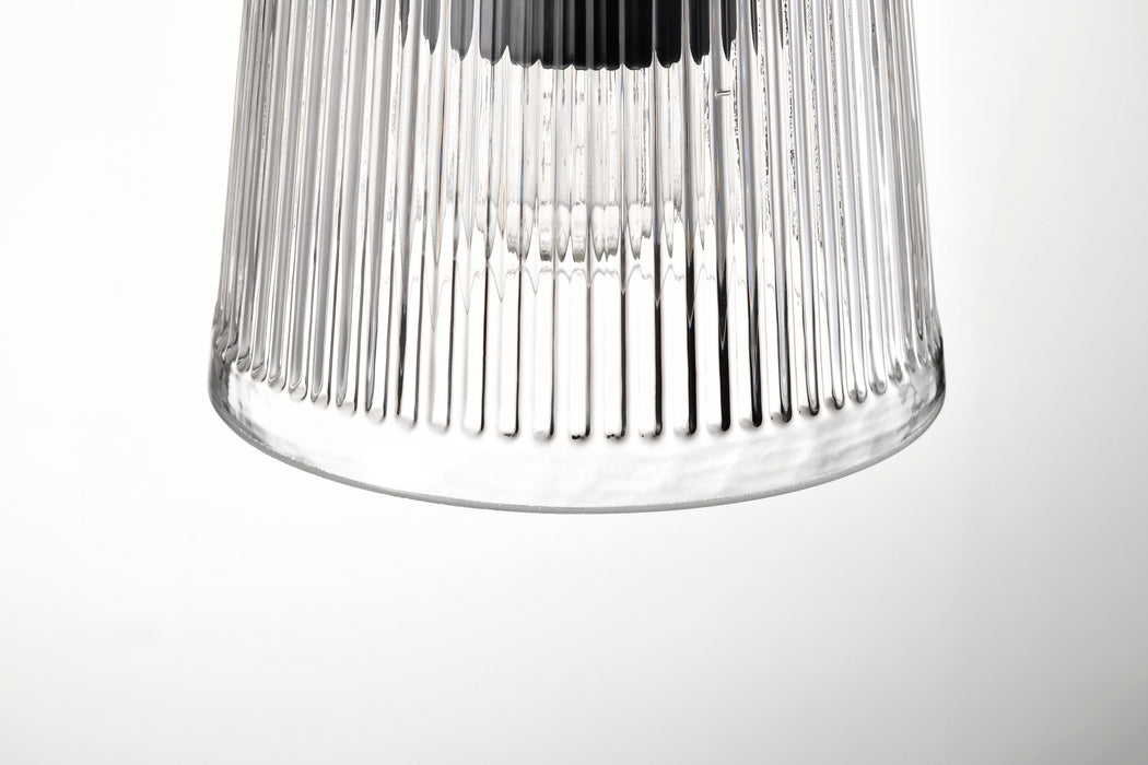 SATCO/NUVO Grayson 1 Light Mini Pendant Matte Black Finish Clear Ribbed Glass (60-8605)