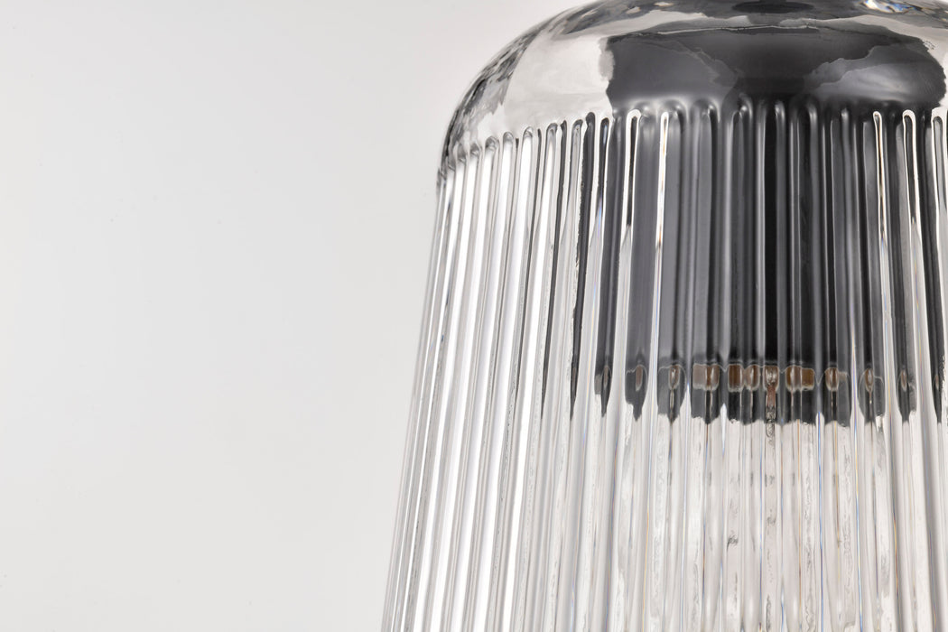 SATCO/NUVO Grayson 1 Light Mini Pendant Matte Black Finish Clear Ribbed Glass (60-8605)