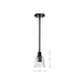 SATCO/NUVO Grayson 1 Light Mini Pendant Matte Black Finish Clear Ribbed Glass (60-8605)
