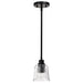 SATCO/NUVO Grayson 1 Light Mini Pendant Matte Black Finish Clear Ribbed Glass (60-8605)