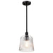 SATCO/NUVO Grayson Small Pendant Matte Black Finish Clear Ribbed Glass (60-8606)