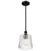 SATCO/NUVO Grayson Small Pendant Matte Black Finish Clear Ribbed Glass (60-8606)