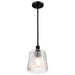 SATCO/NUVO Grayson Small Pendant Matte Black Finish Clear Ribbed Glass (60-8606)