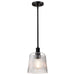 SATCO/NUVO Grayson Small Pendant Matte Black Finish Clear Ribbed Glass (60-8606)